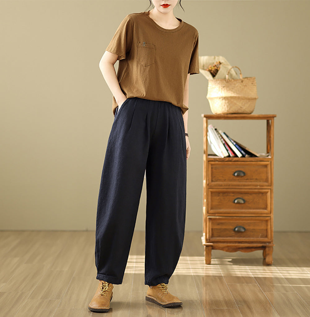 Women High-Rise Easy Wash Pleated Trousers