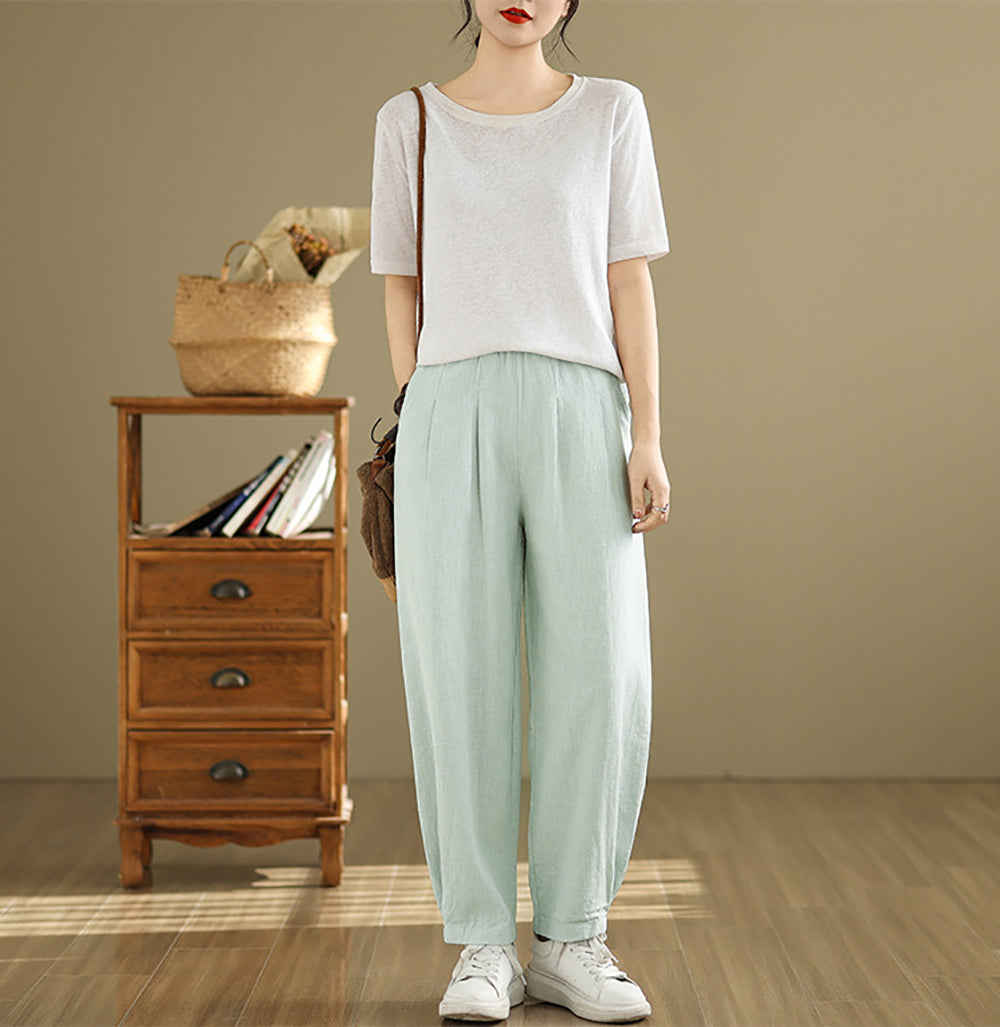 Women High-Rise Easy Wash Pleated Trousers