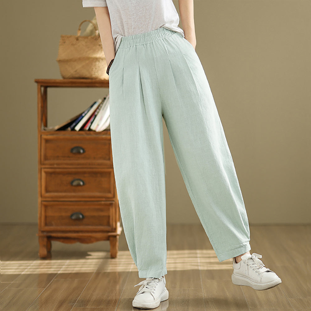 Women High-Rise Easy Wash Pleated Trousers