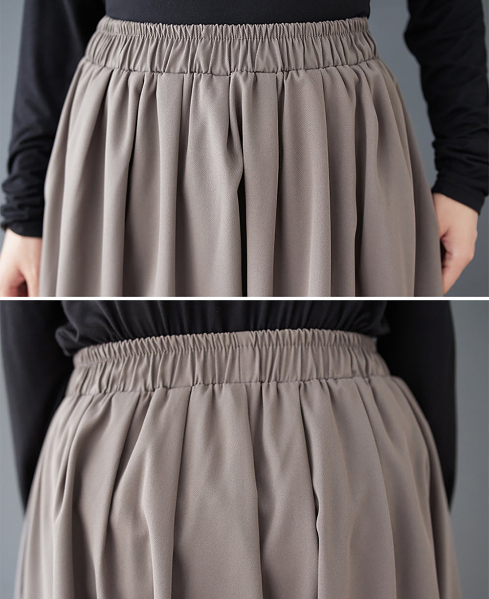 Women Pleated Flared Maxi Skirt