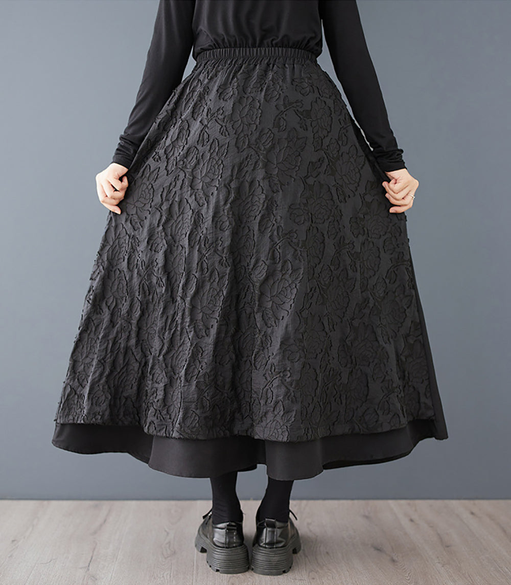 Women Self Design Flared Maxi Skirt