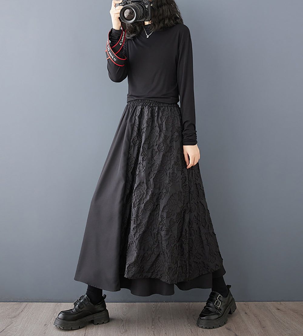 Women Self Design Flared Maxi Skirt