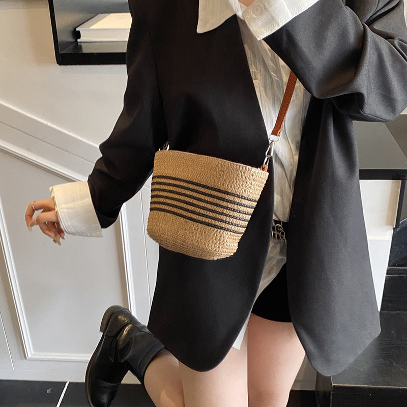 Black Textured One Handle Sling Bag
