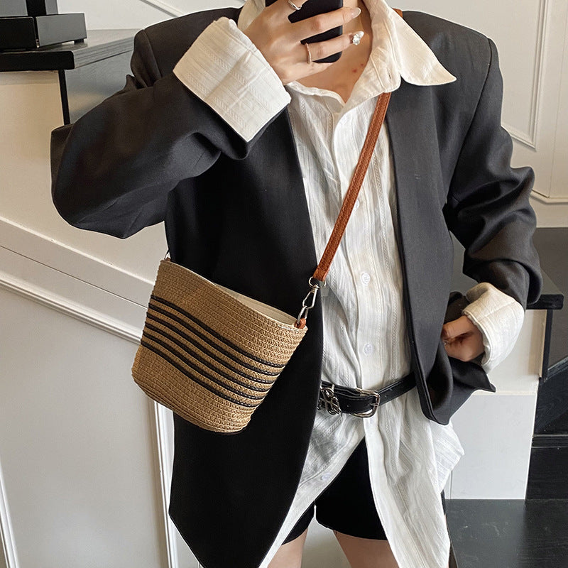 Black Textured One Handle Sling Bag
