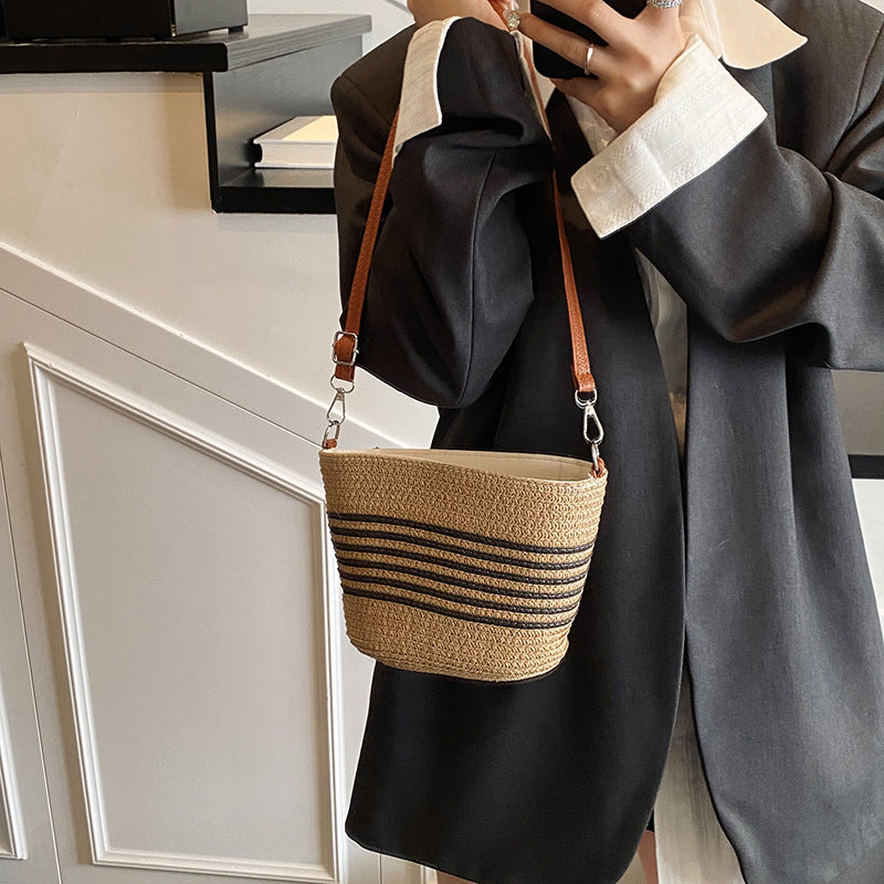 Black Textured One Handle Sling Bag