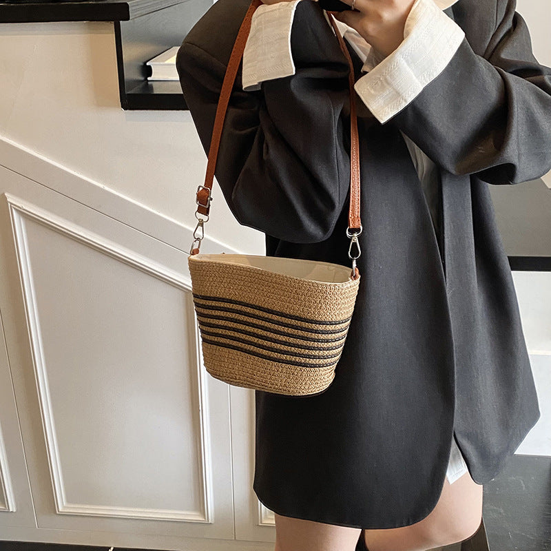 Black Textured One Handle Sling Bag