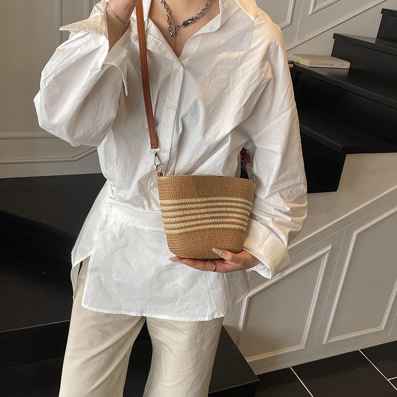 Black Textured One Handle Sling Bag