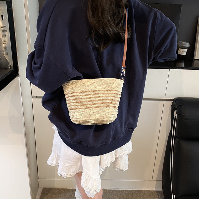 Black Textured One Handle Sling Bag