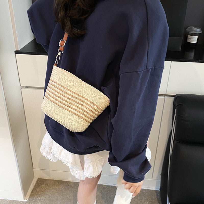Black Textured One Handle Sling Bag