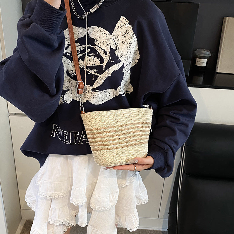 Black Textured One Handle Sling Bag