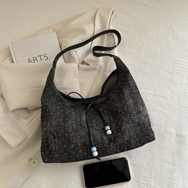 Embellished Bow Detail Bucket Shoulder Bag