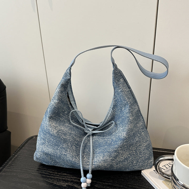 Embellished Bow Detail Bucket Shoulder Bag