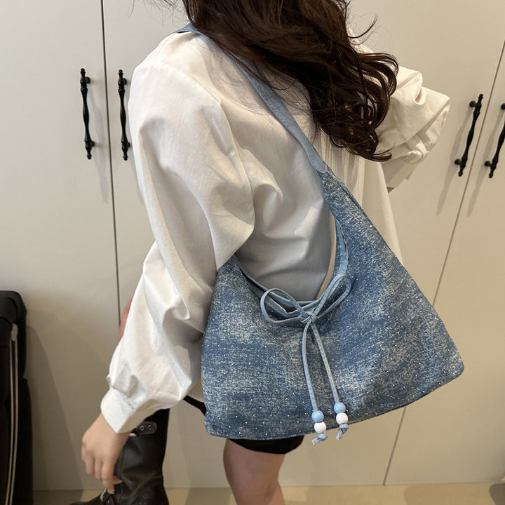 Embellished Bow Detail Bucket Shoulder Bag