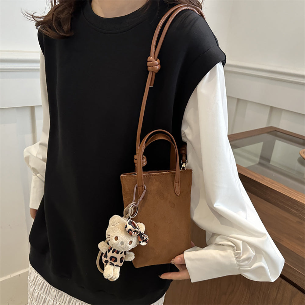 PU Bucket Handheld Bag with Applique