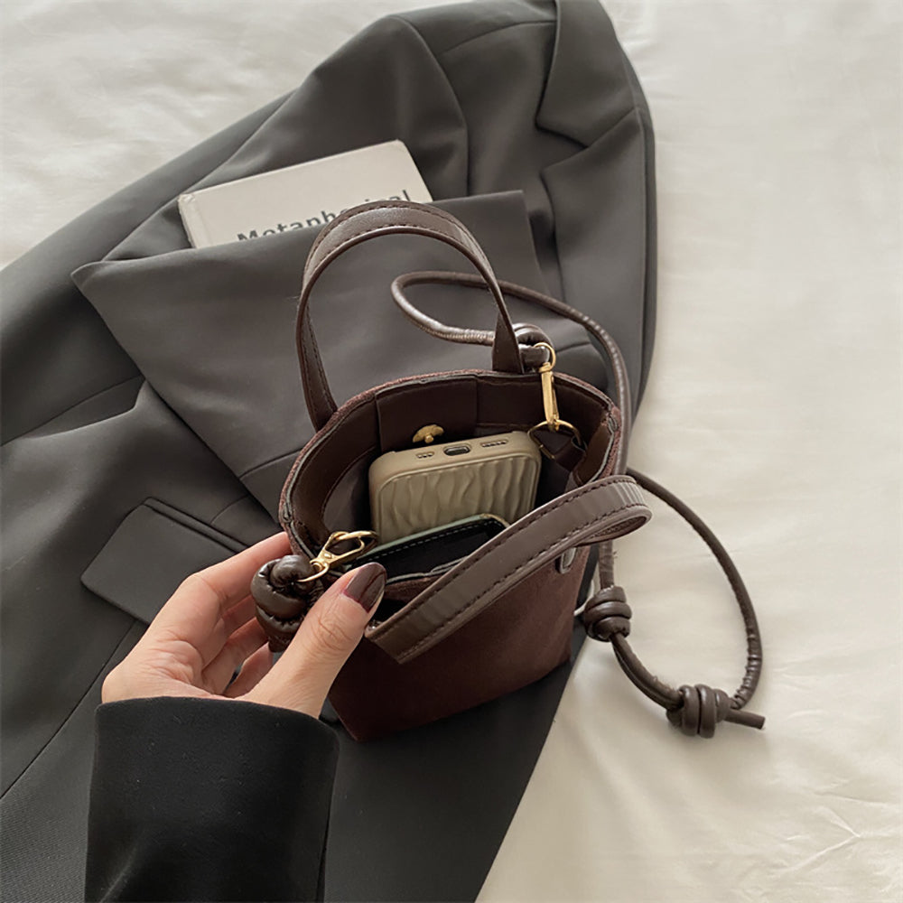 PU Bucket Handheld Bag with Applique