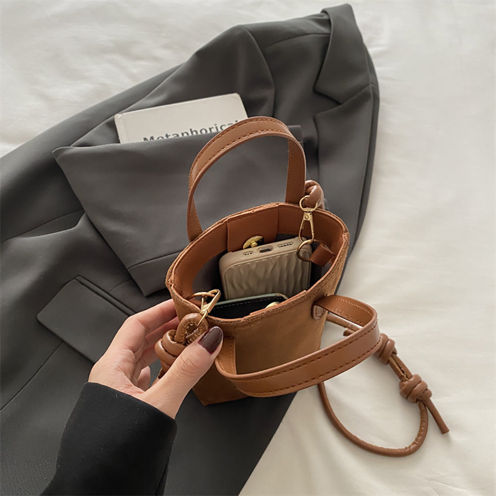 PU Bucket Handheld Bag with Applique