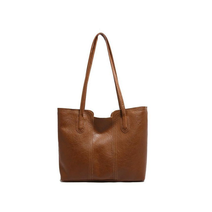 Brown Solid Two Handles Shoulder Bag
