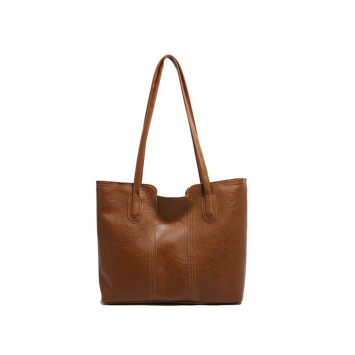 Brown Solid Two Handles Shoulder Bag