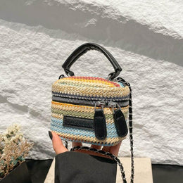 Black Printed One Handle Hobo Bag