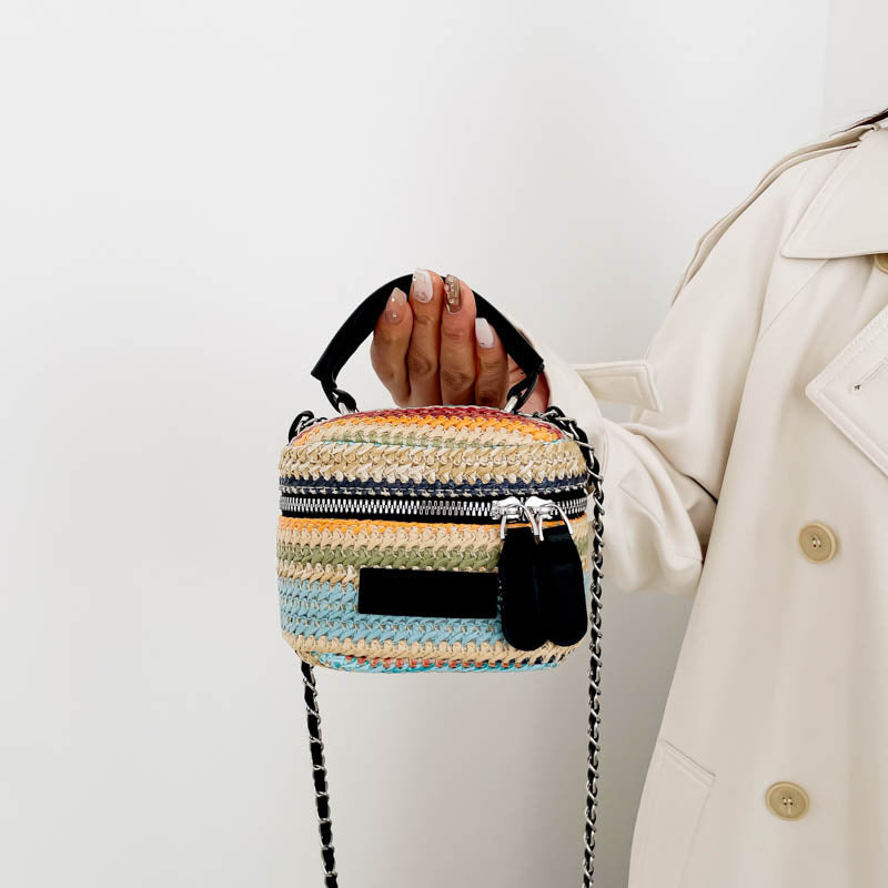 Black Printed One Handle Hobo Bag