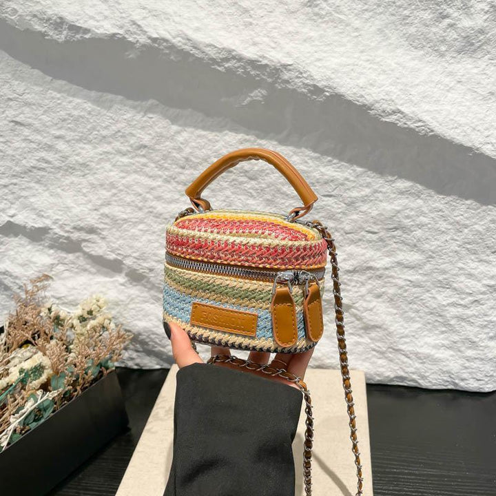 Black Printed One Handle Hobo Bag