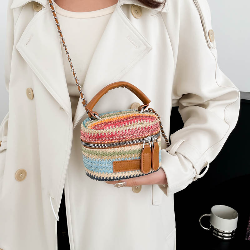 Black Printed One Handle Hobo Bag