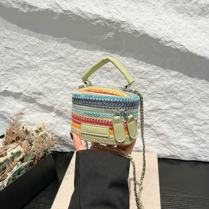 Black Printed One Handle Hobo Bag