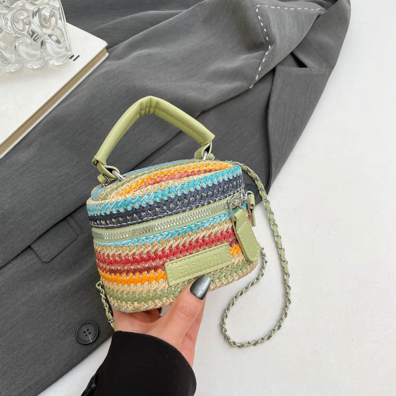 Black Printed One Handle Hobo Bag