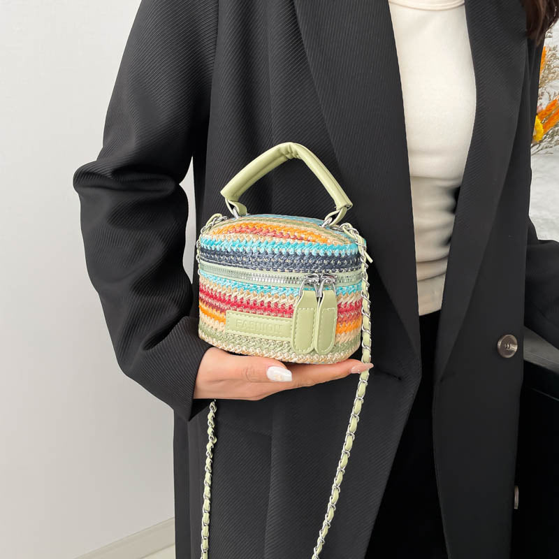 Black Printed One Handle Hobo Bag