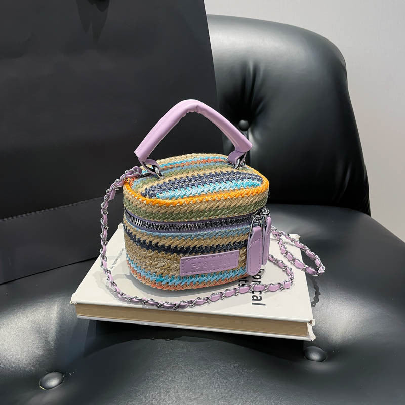 Black Printed One Handle Hobo Bag