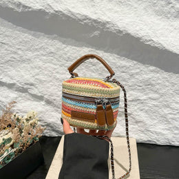 Black Printed One Handle Hobo Bag