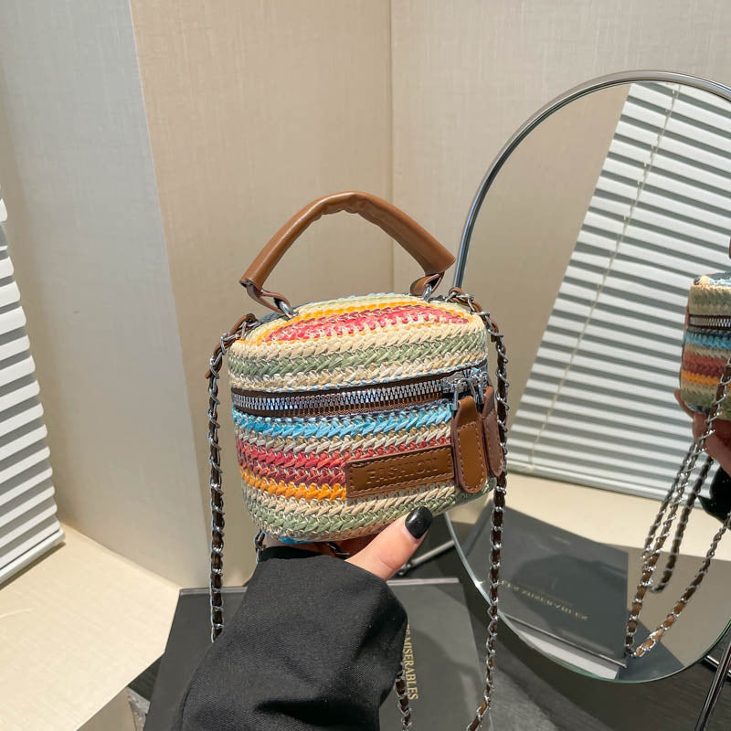 Black Printed One Handle Hobo Bag