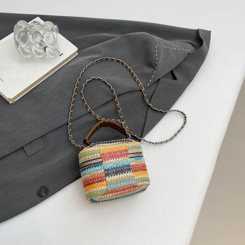 Black Printed One Handle Hobo Bag