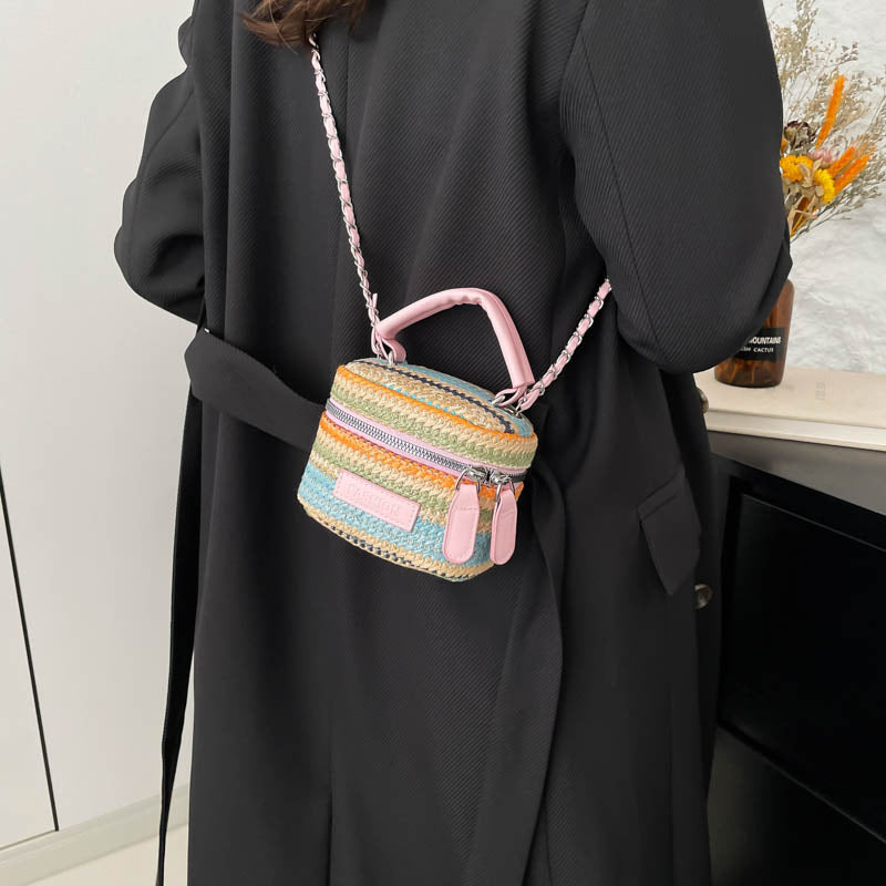 Black Printed One Handle Hobo Bag