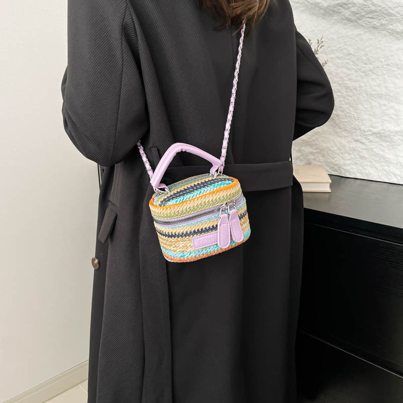 Black Printed One Handle Hobo Bag