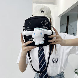 Printed Structured Shoulder Bag with Applique