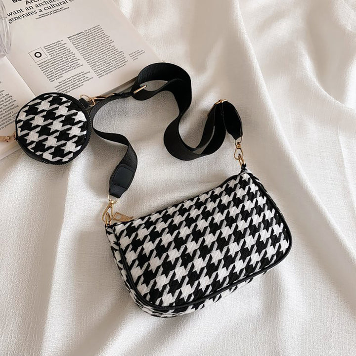 Checked PU Hobo Bag