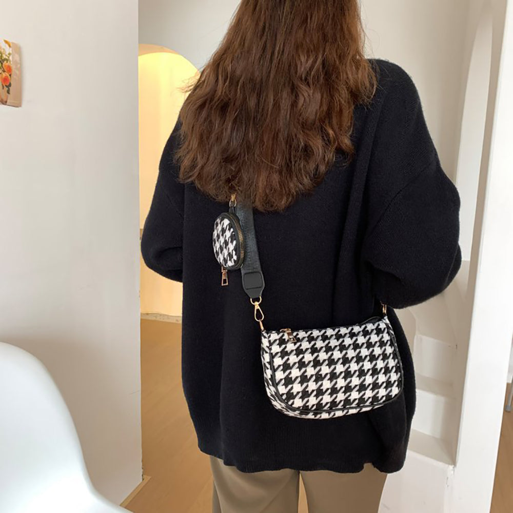 Checked PU Hobo Bag