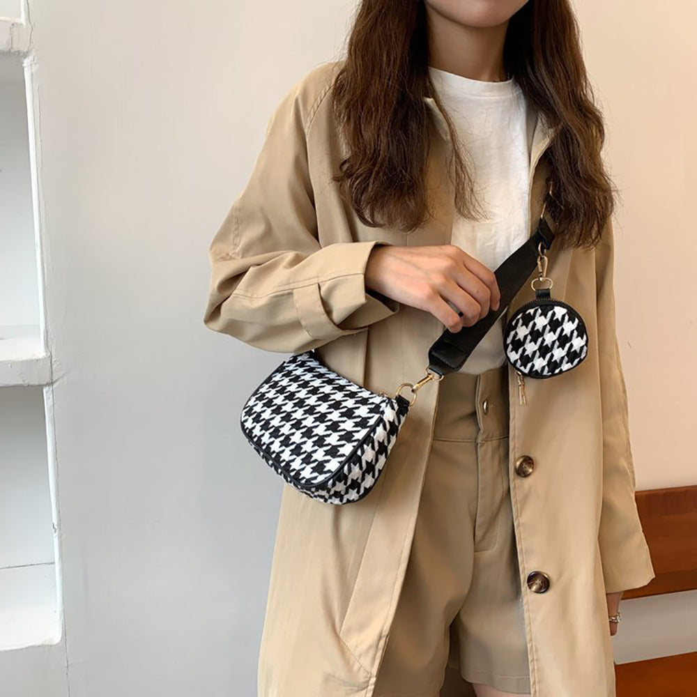 Checked PU Hobo Bag