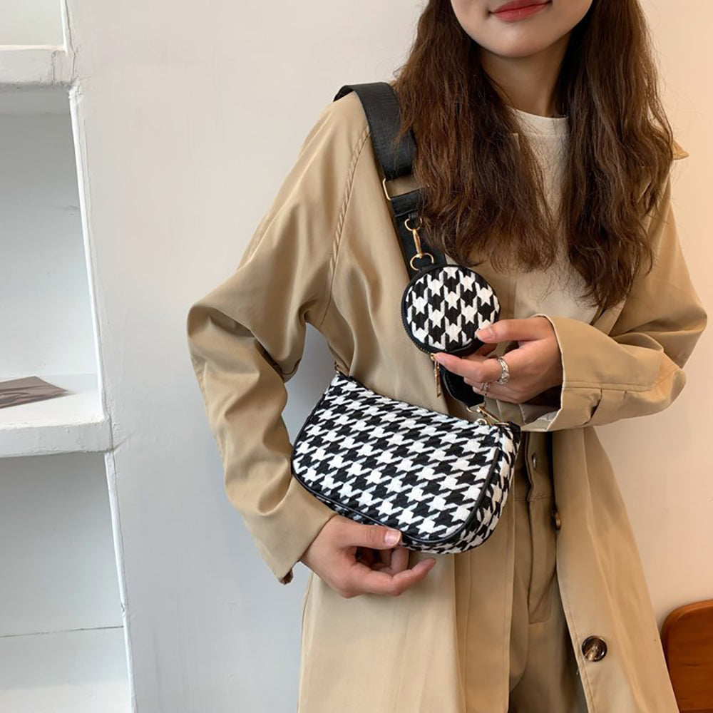 Checked PU Hobo Bag