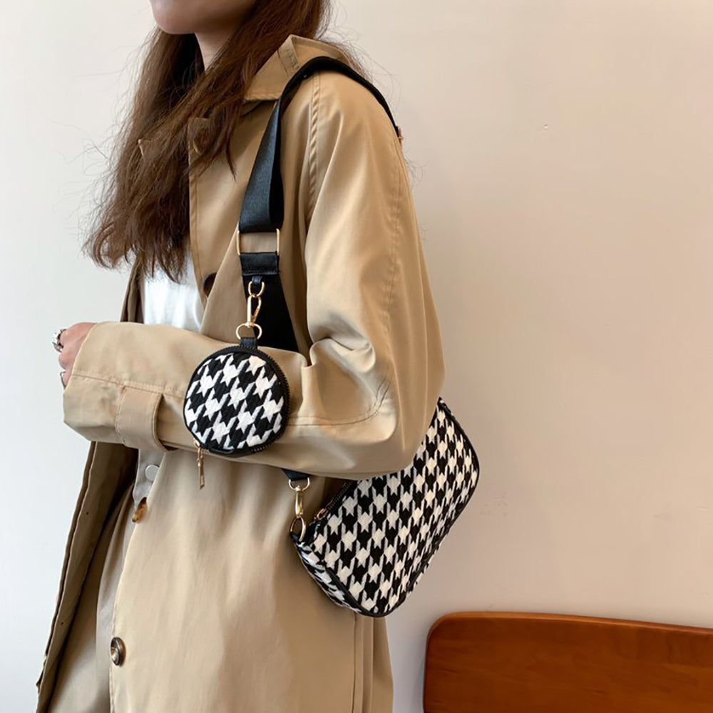 Checked PU Hobo Bag