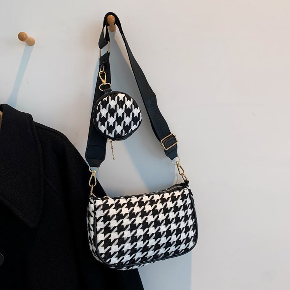 Checked PU Hobo Bag