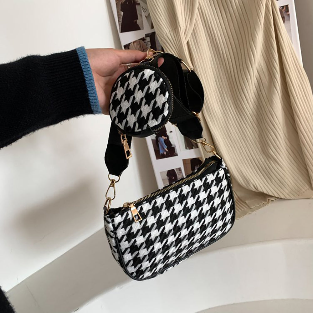 Checked PU Hobo Bag