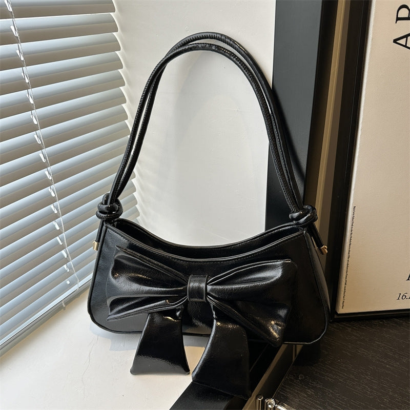 Bow Detail PU Baguette Hobo Bag