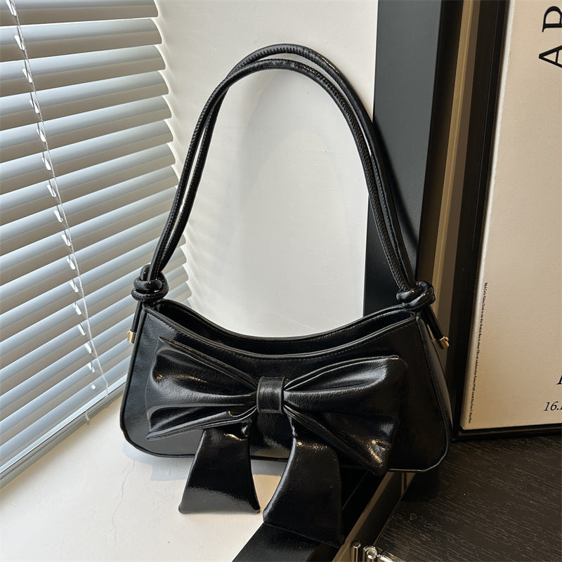 Bow Detail PU Baguette Hobo Bag