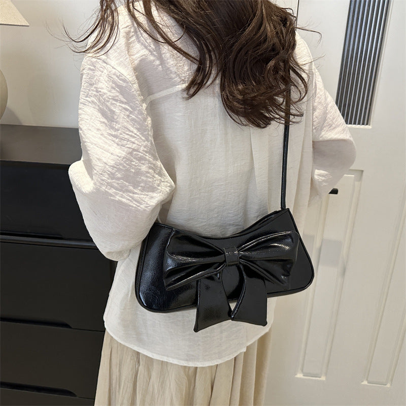 Bow Detail PU Baguette Hobo Bag