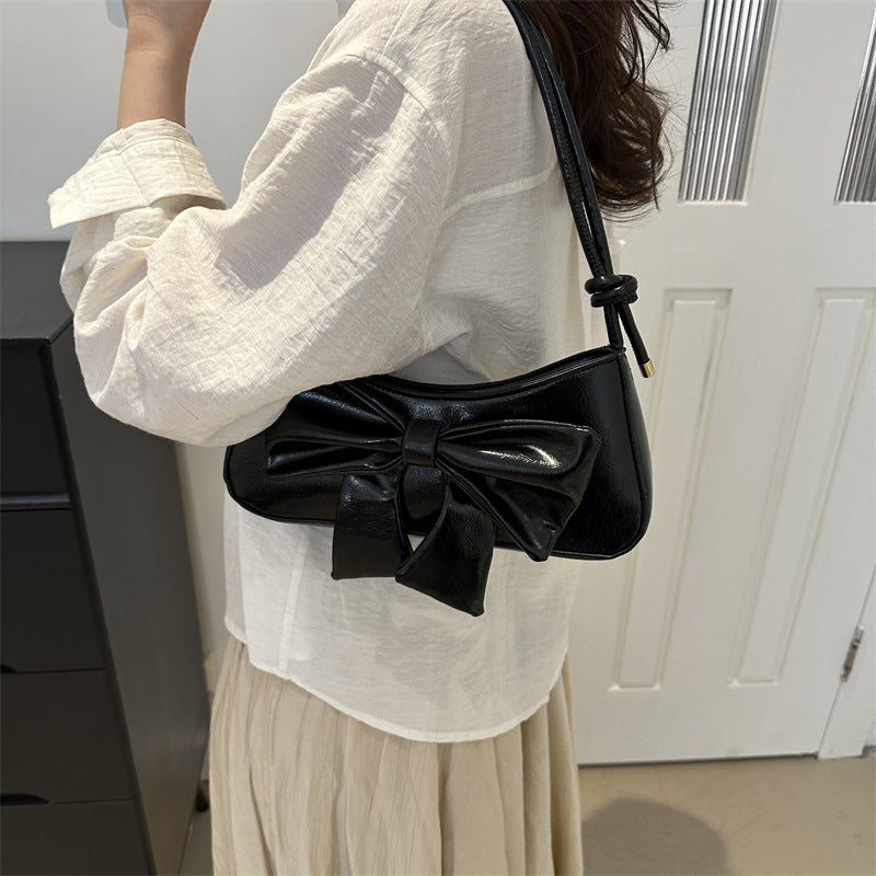 Bow Detail PU Baguette Hobo Bag
