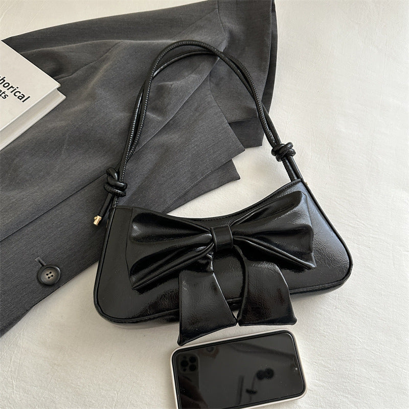 Bow Detail PU Baguette Hobo Bag