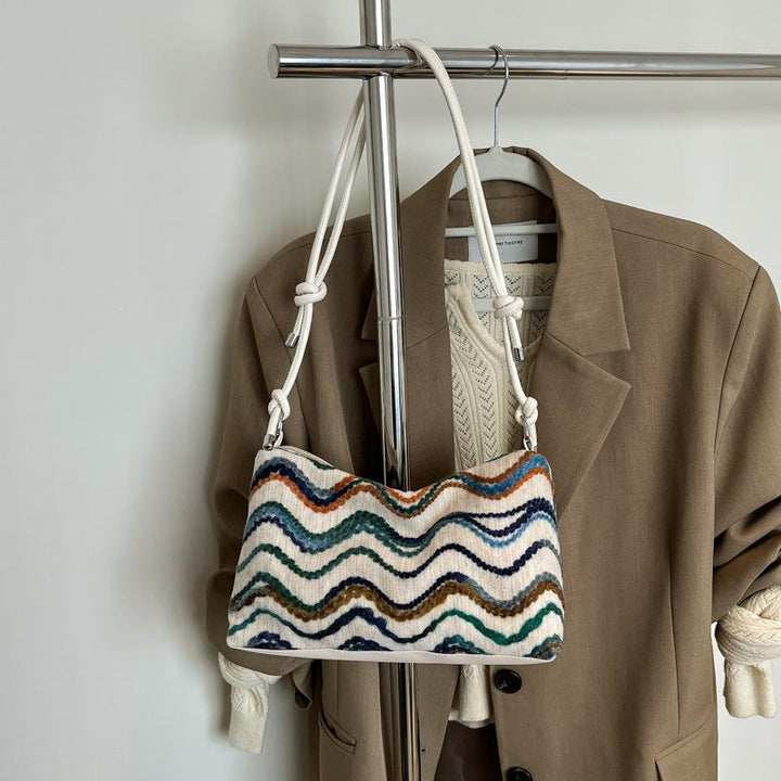 Black Printed Two Handles Sling Bag