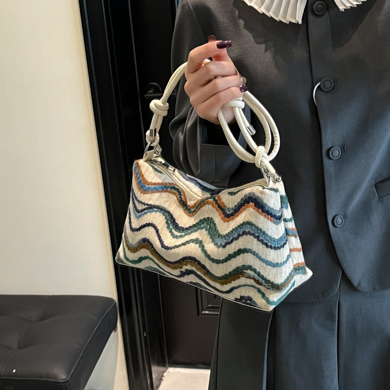 Black Printed Two Handles Sling Bag